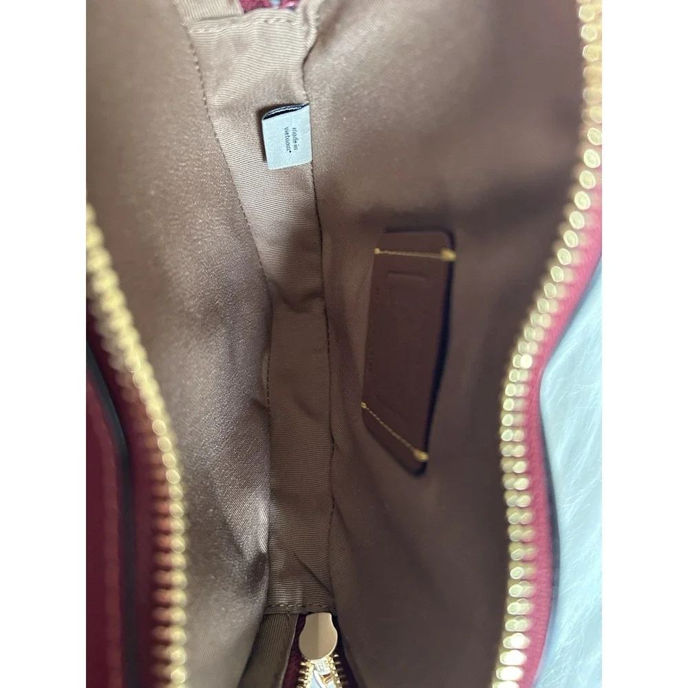 Coach Heart Crossbody Bag Signature Canvas Cherry Print Brown Red CF381 - Picture 5 of 10